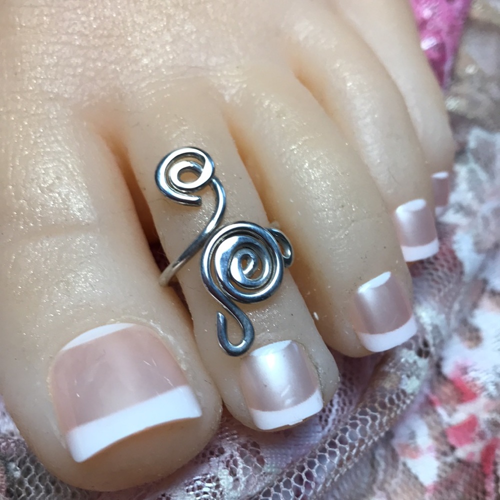Toe Ring-Adjustable Sterling Silver Toe Ring- Mid… - image 4